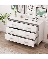 Streamdale Furniture Elegant High Gloss Dresser with Metal Handle, Mirrored Storage Cabinet 6 Drawers