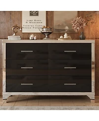 Streamdale Furniture Elegant High Gloss Dresser with Metal Handle, Mirrored Storage Cabinet 6 Drawers