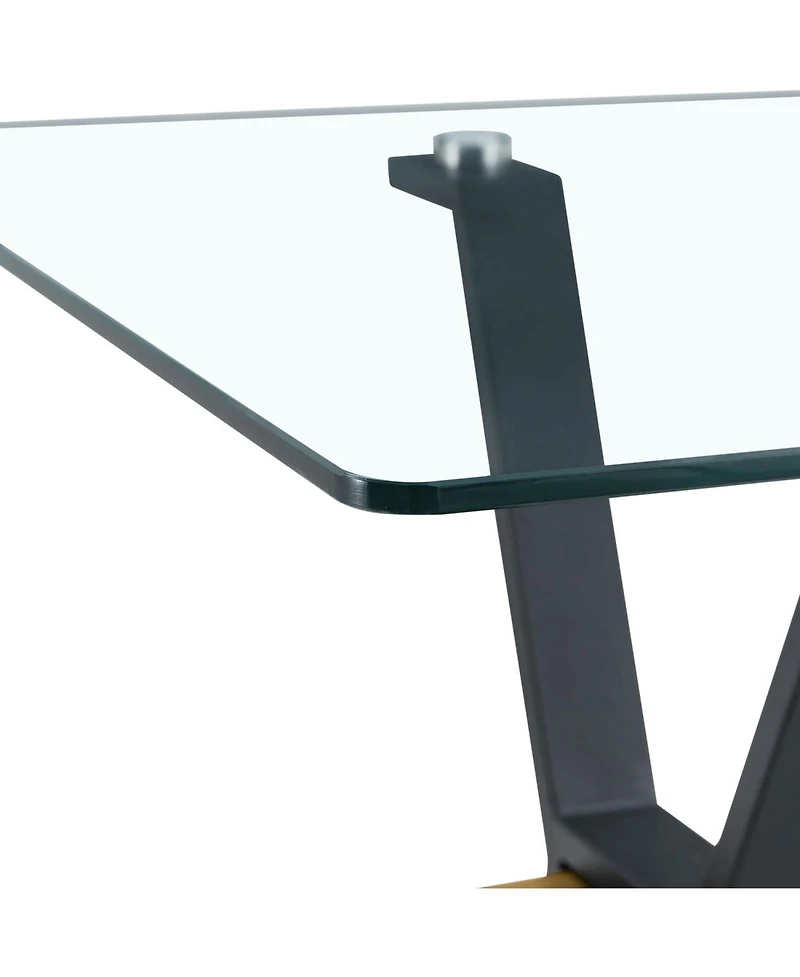 Streamdale Furniture Glass Top Table & Gray Linen Chairs