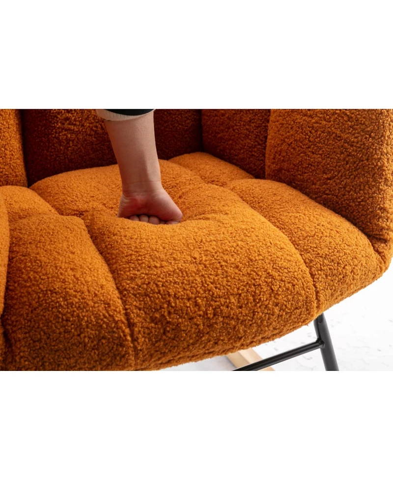 Streamdale Furniture 050-Teddy Fabric Rocking Gilder Nursery Chair For Living Room Indoor Caramel