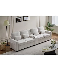 Streamdale Furniture 114" Sofa w/ Console, Cupholders, Usb Ports