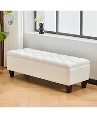 Streamdale Furniture Streamdale Beige Boucle Ottoman Bench with Storage - 300 lbs Capacity