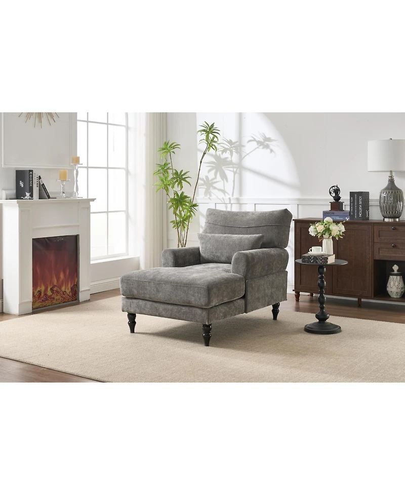 Streamdale Furniture Streamdale Modern Grey Chaise Lounge Sofa Recliner