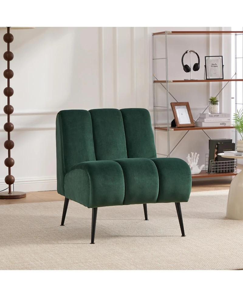 Streamdale Furniture Modern Green Velvet Accent Chair with Black Legs