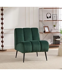 Streamdale Furniture Modern Green Velvet Accent Chair with Black Legs