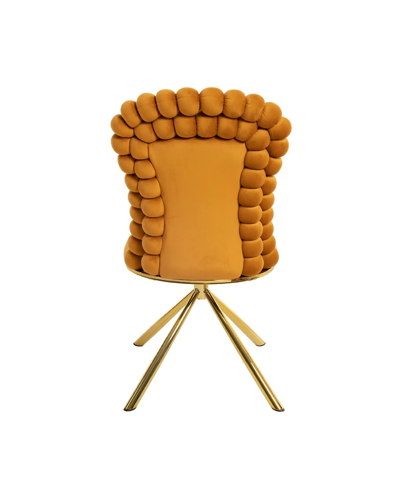 Streamdale Furniture Velvet Swivel Accent Chairs, Gold Legs, Set of 2 - Orange