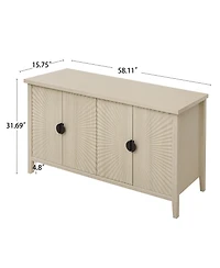 Streamdale Furniture Carved 4 Door Sideboard Buffet Cabinet