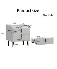 Streamdale Furniture Gray Nightstand with Marble Top & 2 Drawers