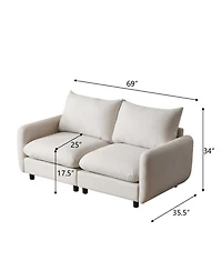 Streamdale Furniture 69 in. 2-Seats Modular Sectional Sofa Corner Chair Sofa Couch