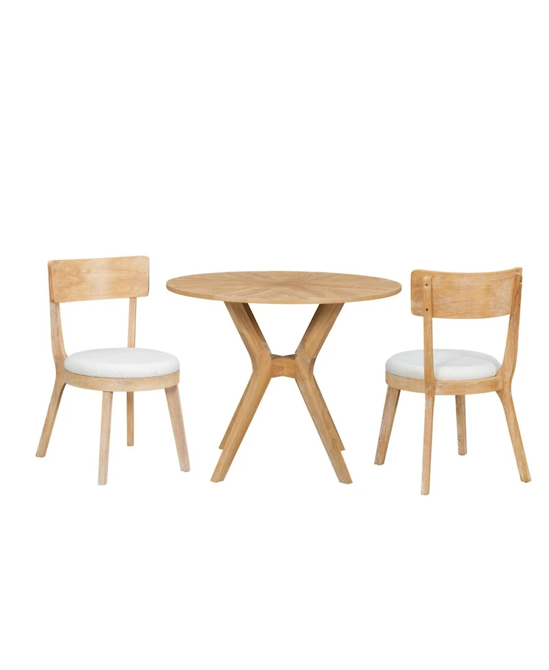 Streamdale Furniture Mid-Century Round Dining Set- Table & 2 Chairs