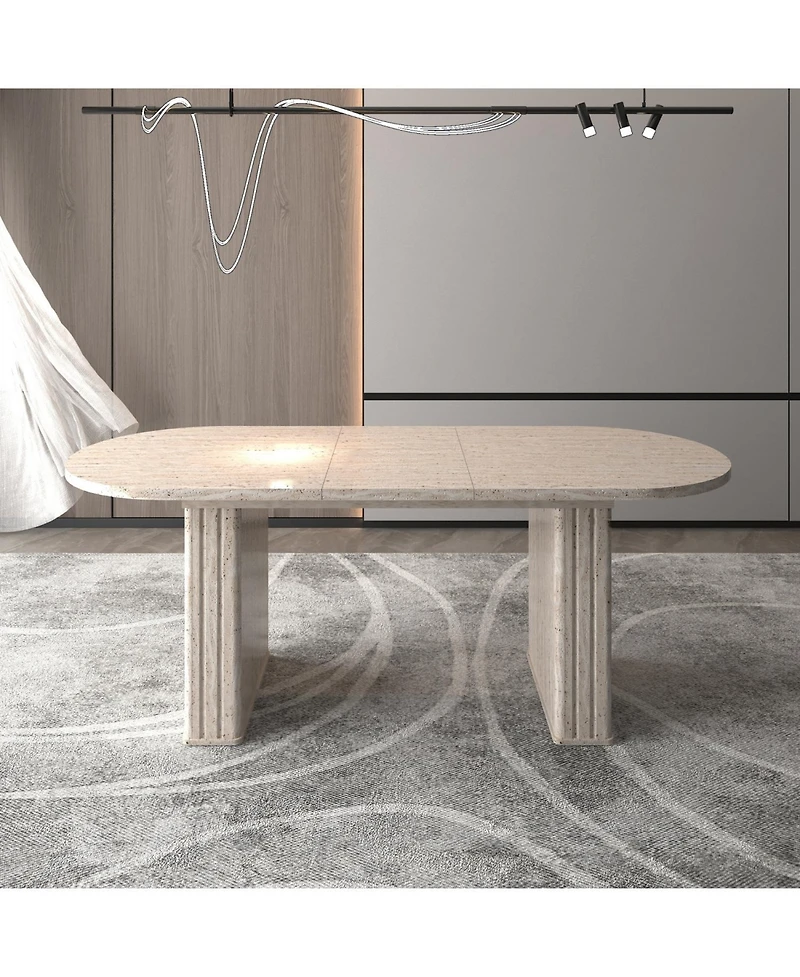 Streamdale Furniture Extendable Oval Dining Table (4-8 People) - Travertine Inspired