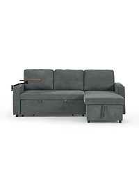Streamdale Furniture Streamdale Chenille Pull-Out Sofa Bed w/ Table, Led, Usb & Cup Holders