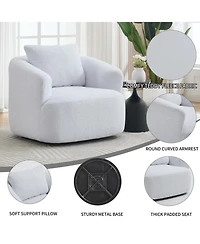 Streamdale Furniture Streamdale Swivel Teddy Fleece Comfy Chair with Pillow