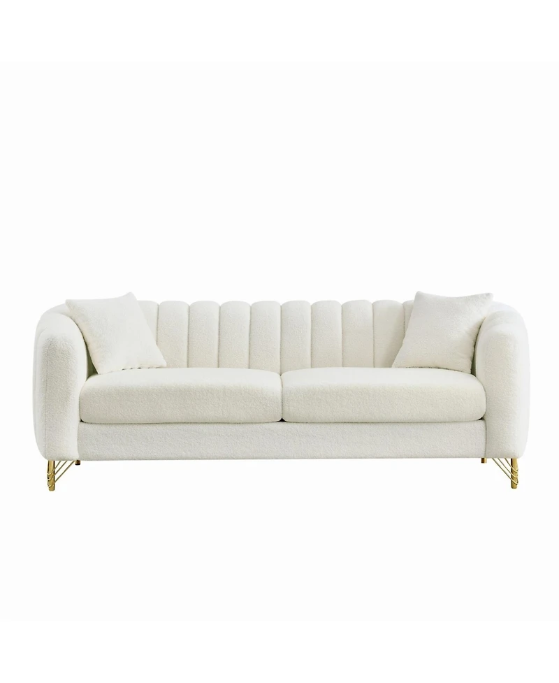 Streamdale Furniture Streamdale Oversized Chenille Sofa, Modern Tufted Couch, Gold Legs
