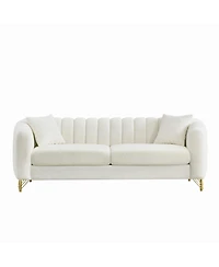 Streamdale Furniture Streamdale Oversized Chenille Sofa, Modern Tufted Couch, Gold Legs
