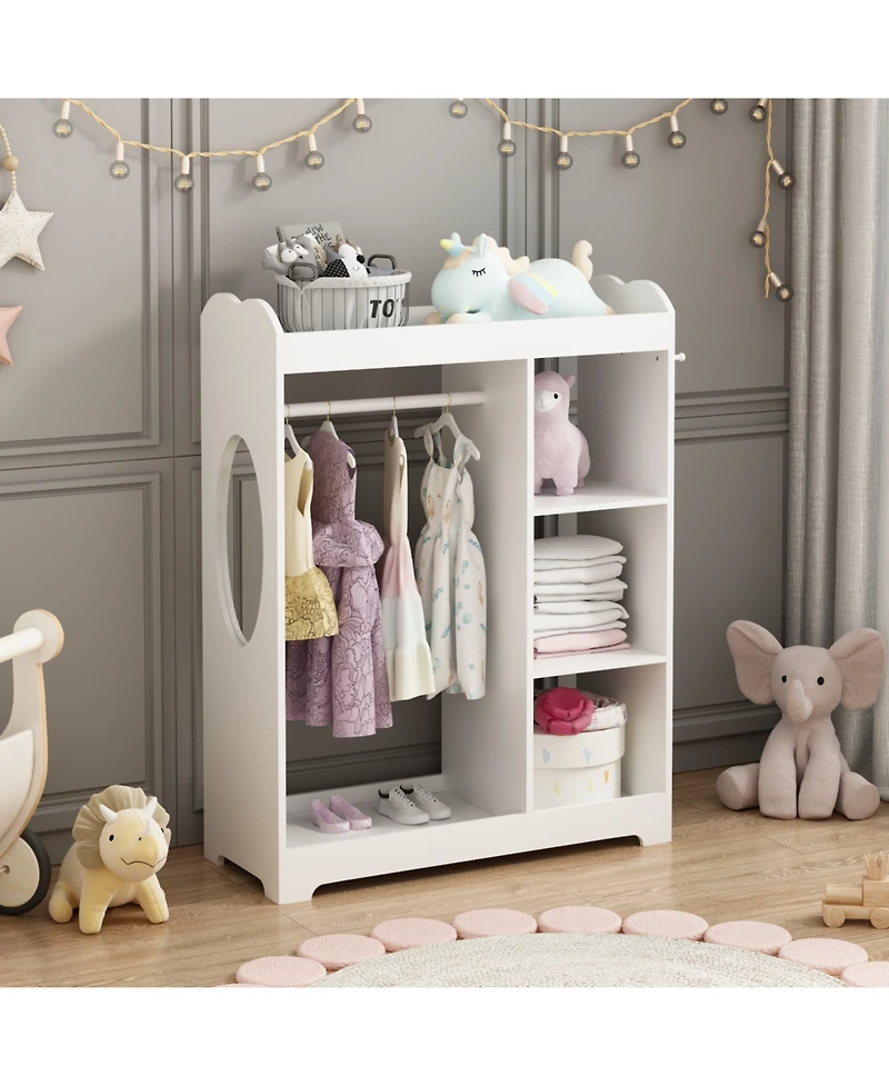 Streamdale Furniture + 1 Pc. + Wood + Mirror, Rack, Hooks & Shelves + Kids Dress Up Storage