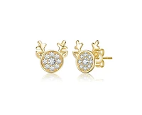Rachel Glauber Teens 14K Gold Plated Cubic Zirconia Animal Head Stud Earring