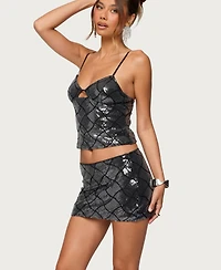 Edikted Women's Stajie Diamond Sequin Cut Out Top