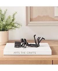 Danya B Brown Cast Iron Abstract Couple Reading Book Together Sculpture