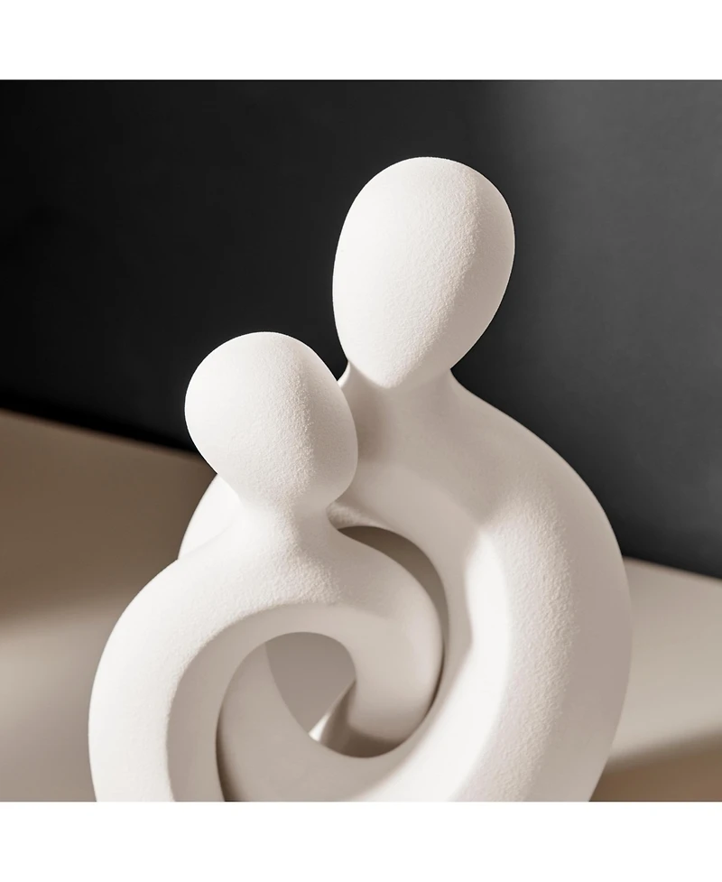Danya B Hans White Intersecting Circle Tender Couple Matte Ceramic Sculpture