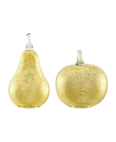 Danya B Alloya 2 Piece Apple and Pear Glass Sculpture Set