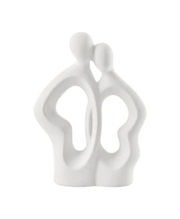 Danya B Hans White Abstract Embrace Couple Matte Ceramic Sculpture Set