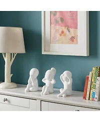 Danya B Hans White Abstract Three Wise Children Matte Ceramic Sculpture Set