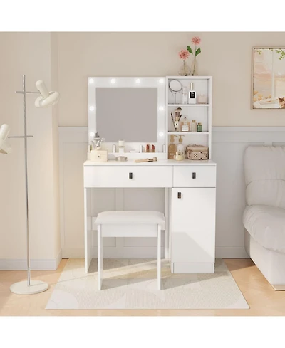 Streamdale Furniture Streamdale Vanity Desk with Adjustable Lights, Drawers & Storage
