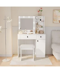 Streamdale Furniture Streamdale Vanity Desk with Adjustable Lights, Drawers & Storage