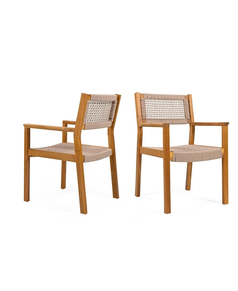 Streamdale Furniture Teak and Rope Dining Chairs (Set of 2) Sleek and Durable for Indoor or Outdoor Use