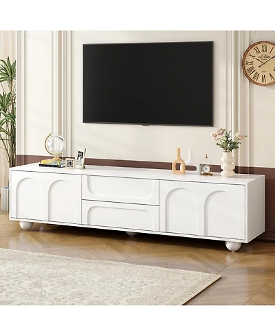 Streamdale Furniture Arched Door Tv Stand with Drawers for TVs up to 75", 5 Iron Legs