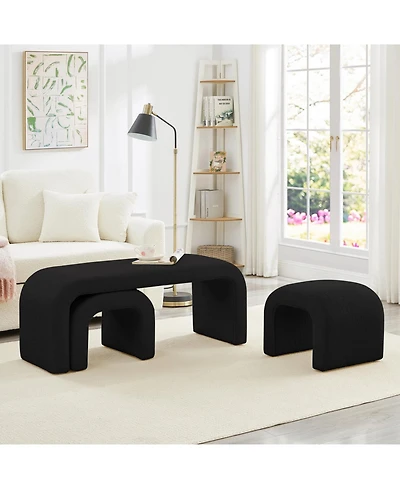 Streamdale Furniture U-Shaped Teddy Ottoman Bench Set of 3