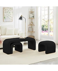 Streamdale Furniture U-Shaped Teddy Ottoman Bench Set of 3