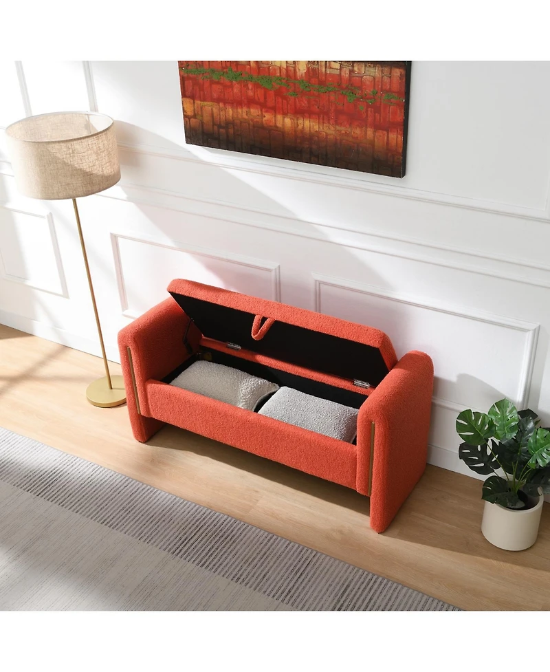 Streamdale Furniture Teddy Bed End Bench with Arms & Storage - Orange