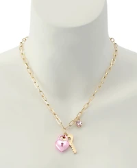 Betsey Johnson Faux Stone Sweetheart Lock Key Pendant Necklace