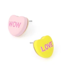 Betsey Johnson Pink Sweetheart Mismatch Stud Earrings