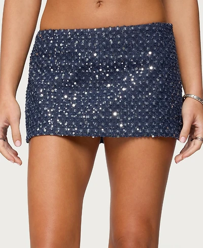 Edikted Women's Sora Sequin Denim Mini Skort