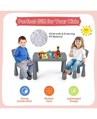 Gymax Kids Table & 2 Chairs Set Toddler Activity Play Dining Study Desk
