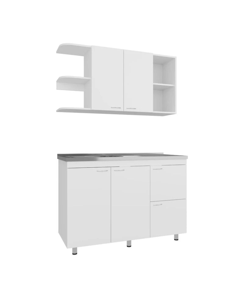 Desert Hills Multifunctional Kitchen Cabinet Set with Ample Storage, White