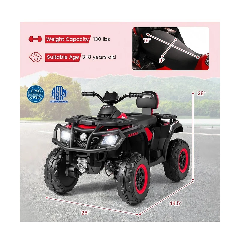 Hongge Kids Electric Two Seater Atv Ride On Vehicle with Four Motors Suspension and Music Functions