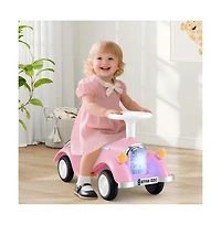 Hongge Toddler Ride On Car with Steering Wheel Lights Storage Seat and Four Wheel Stability