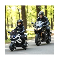 Hongge Kids Electric Ride On Motorcycle with Training Wheels and Realistic Driving Features