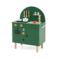 Hongge Kids Wooden Play Kitchen Set with Accessories and Storage for Pretend Cooking