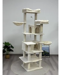 Zeus & Ruta 68 Green Multi Level Cat Tree Hammocks Hanging Basket Cave Removable Cushion