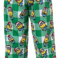 Minions Big Boys Pajama Pants Christmas Santa Minion Plaid Fleece Lounge Bottoms
