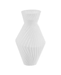 Danya B Eos White Ribbed Angular Glass Tabletop Vase