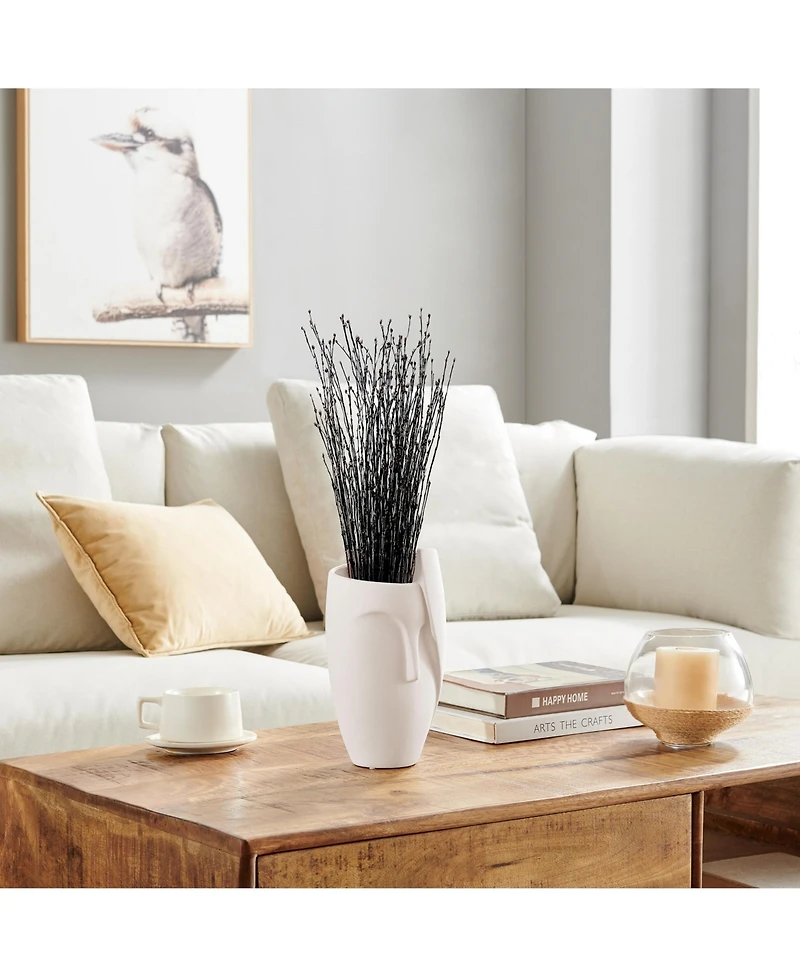 Danya B Hans Ansit White Abstract Face Matte Ceramic Sculpture Planter Vase