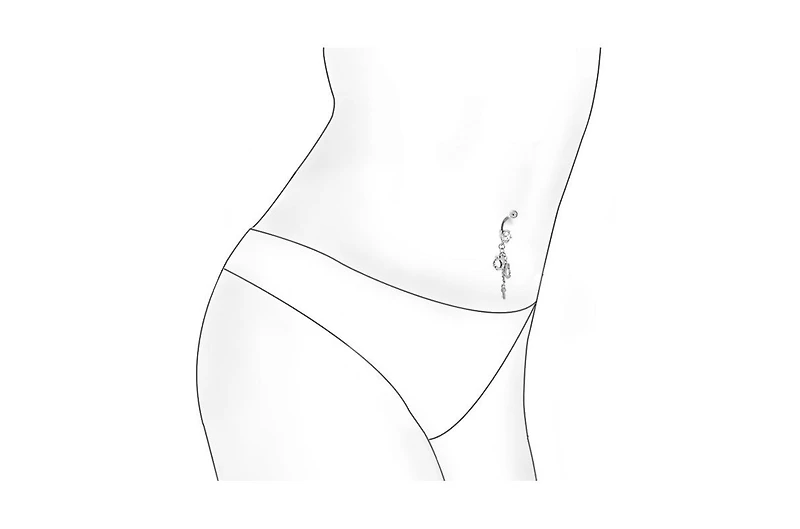 Bling Jewelry Secret Shades Cz Crystal Dangle Hand-Cuffs With Key Bar And Ball Style Navel Belly Ring Surgical Steel 14G