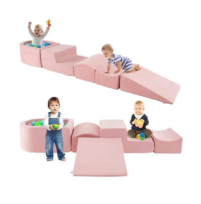 Hongge Kid's Soft Climbing Blocks Set with Slide Step Shapes and Ball Pit for Indoor Play