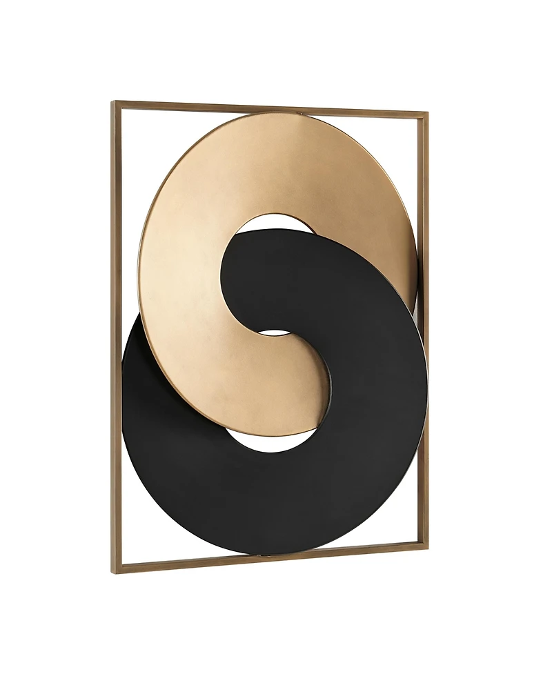 Danya B Gold and Black Intersecting Rings Mid-Century Modern Metal Wall Art